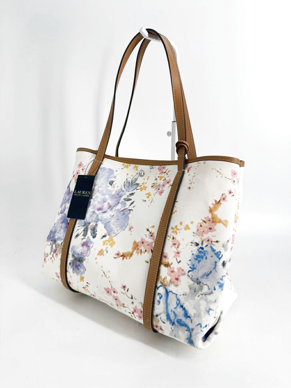 LAUREN RALPH LARUEN Emerie Canvas Watercolor Floral Tote Bag NWT