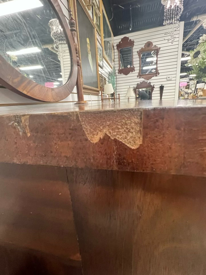 ANTIQUE Wood Empire Chest w/ Mirror