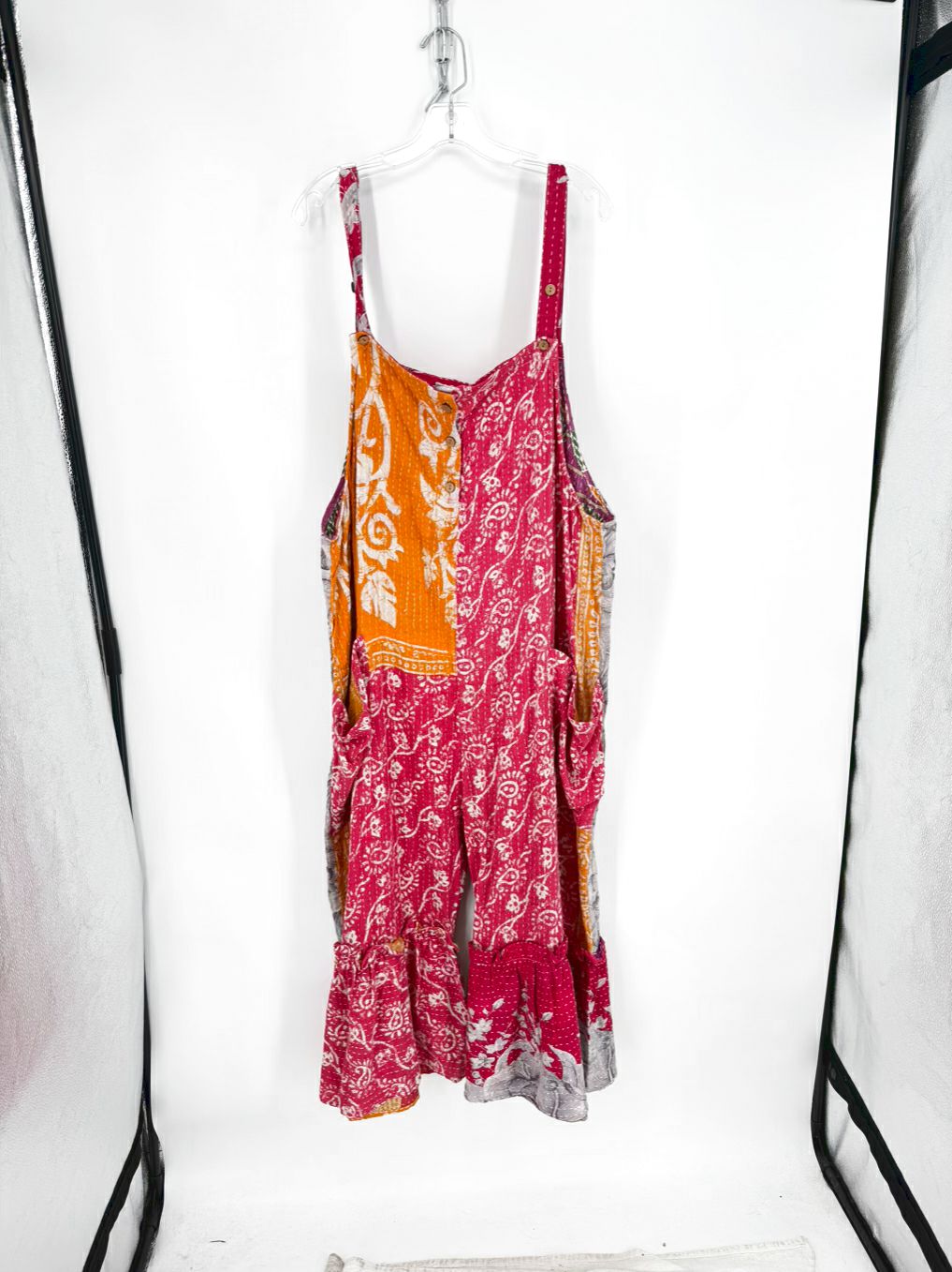 KANTHA BAE Size Wmn's Free Size Magenta/Orange Print Overalls