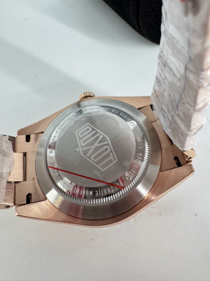 DUXOT Gold Tone & Turquoise Stainless Steel Stones Serenata Automatic Limited Edition Watch NWT