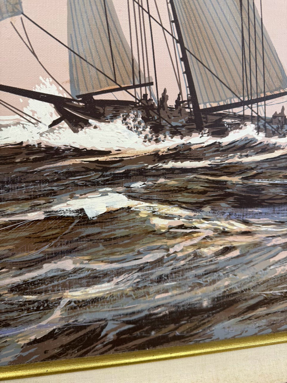 LETTERMAN Large Sailboat Painting in Wood Frame