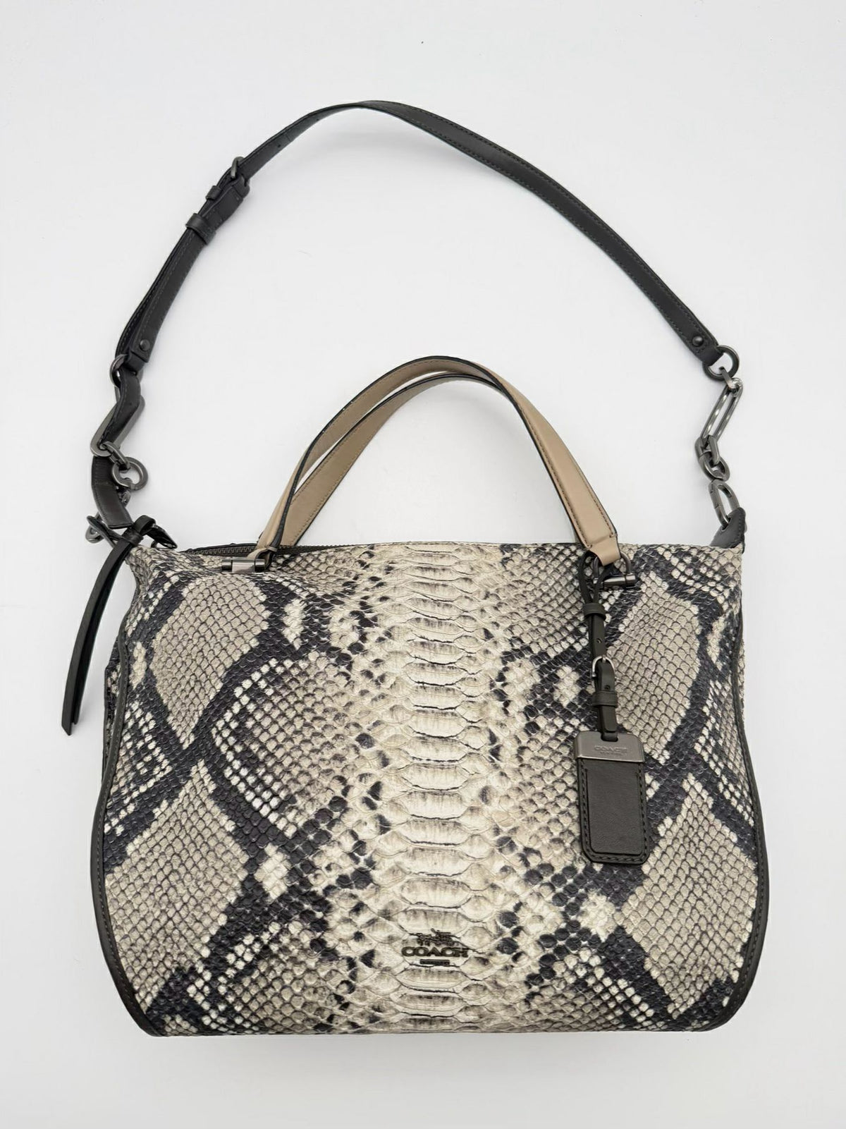 COACH Gray & Black Leather Embossed Purse