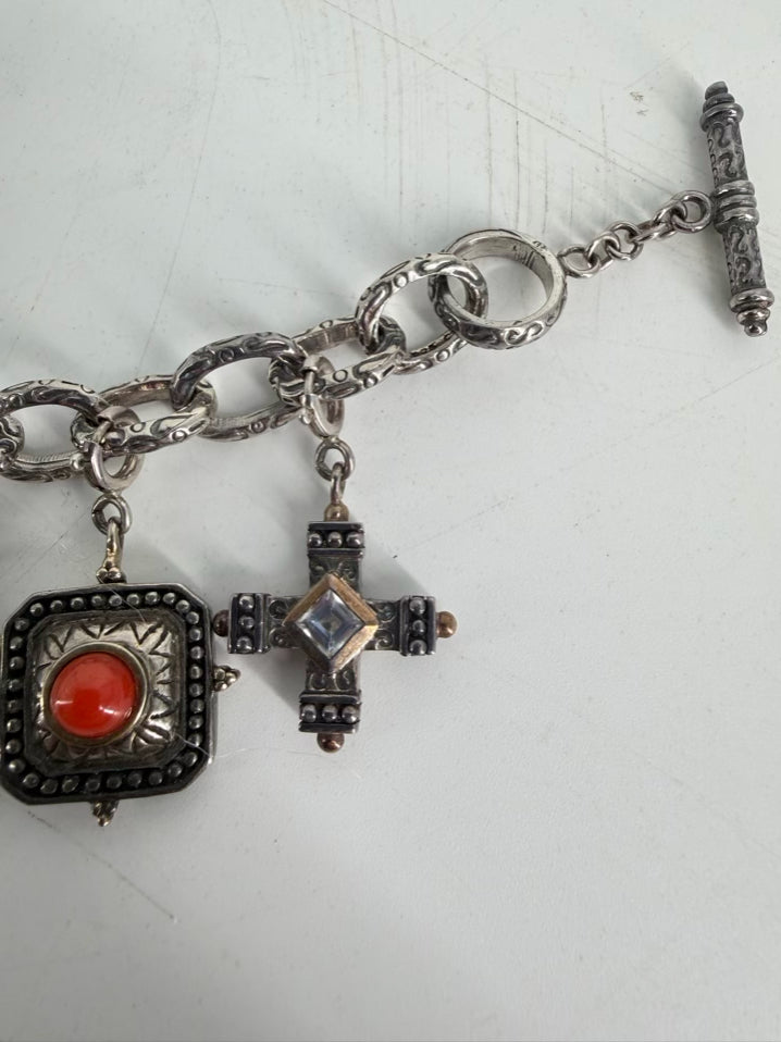 STERLING SILVER & Mixed Metal Cna Charm Bracelet