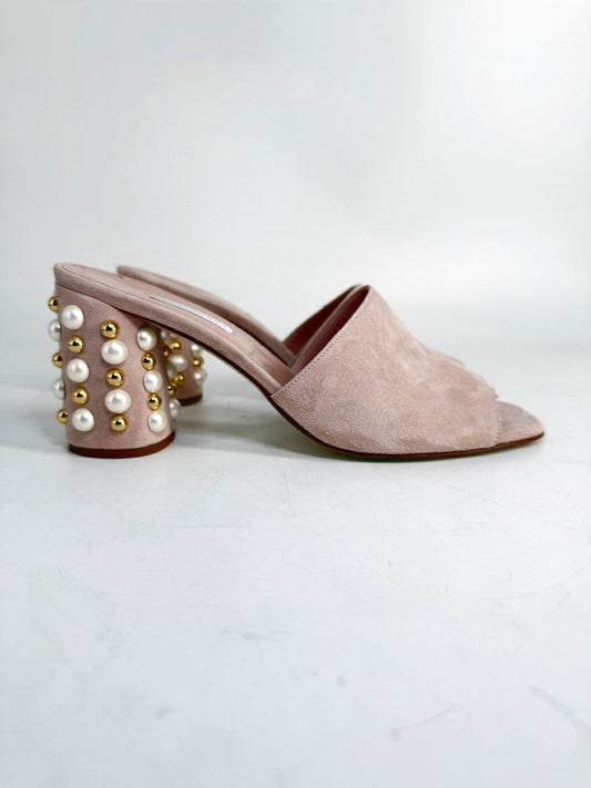 TARA GRINNA Size Wmns 39.5 Blush Pearl Detail Heels