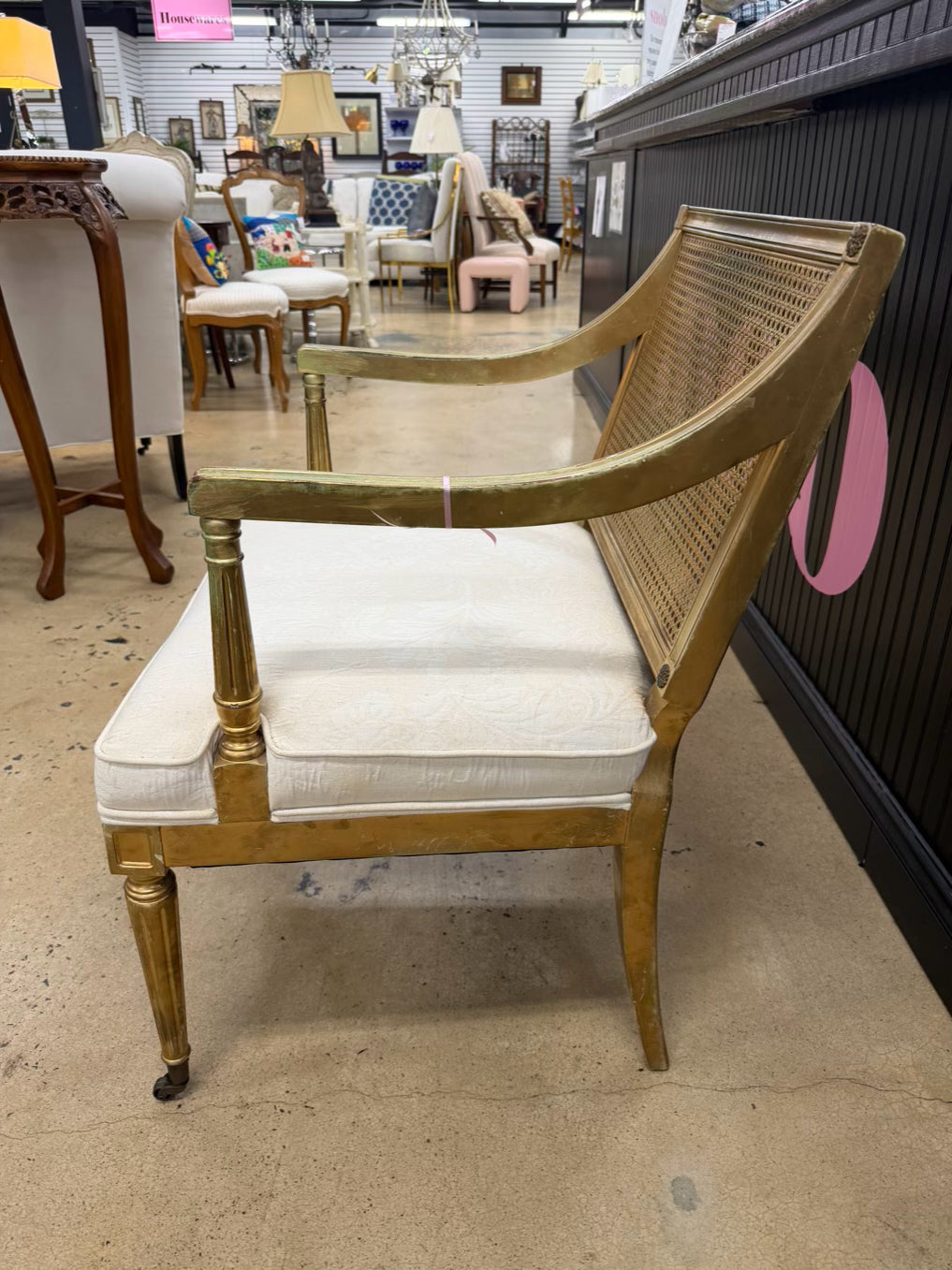 Gold Wood & Cane French Chair