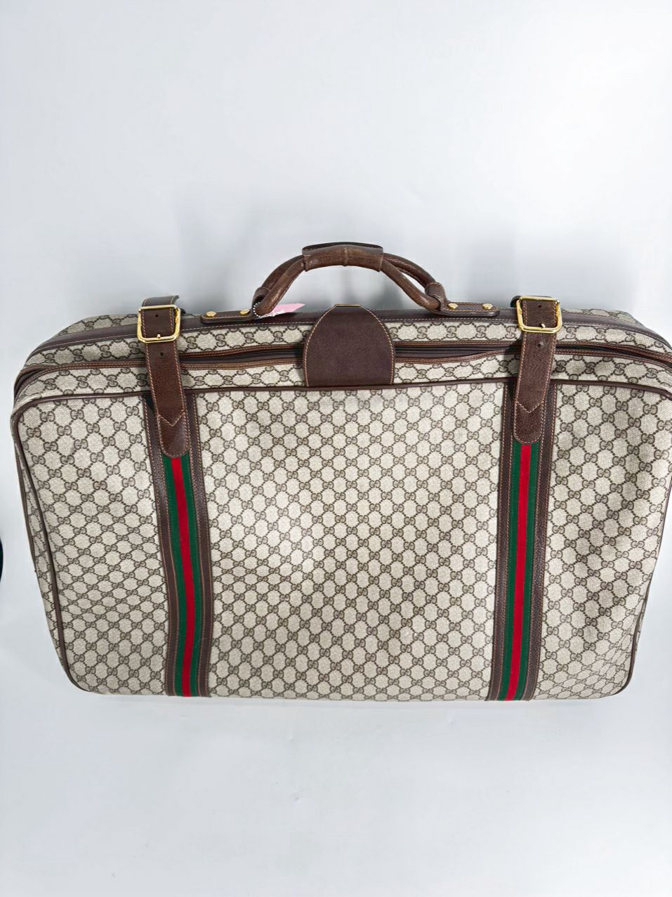 VINTAGE GUCCI Coated Canvas Brown Logo Luggage