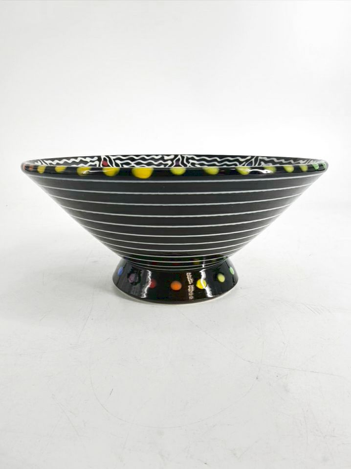 PATRICK DOUGHERTY Picasso Inspired Black & Multi Hand Painted Pottery Bowl