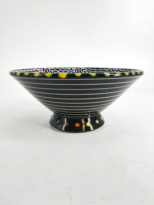 PATRICK DOUGHERTY Picasso Inspired Black & Multi Hand Painted Pottery Bowl
