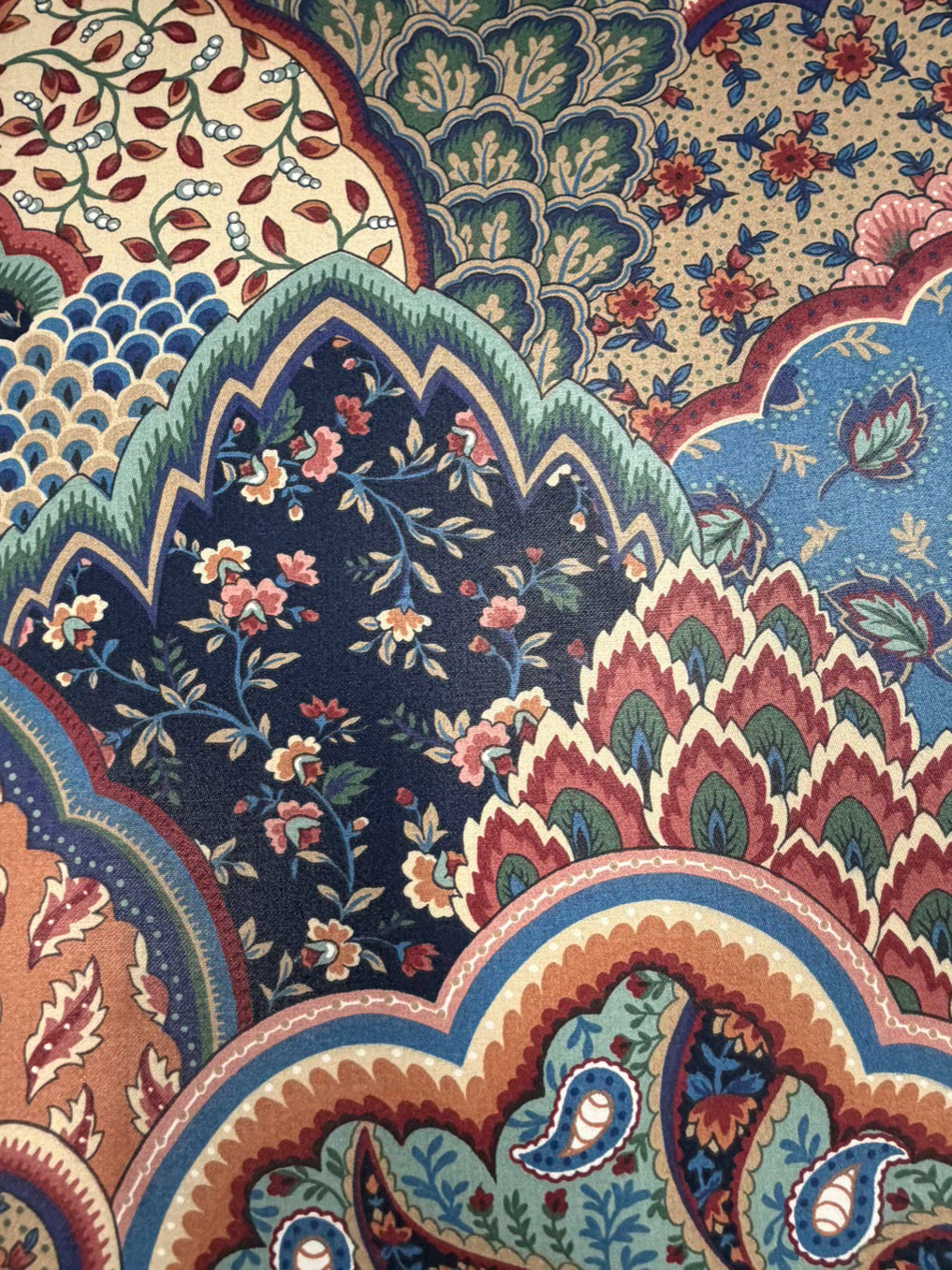 Blue, Rose & Aqua Paisley Sofa