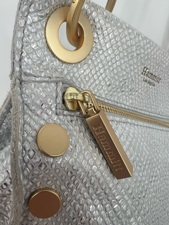 HAMMITT Silver Leather Embossed Crossbody Bag