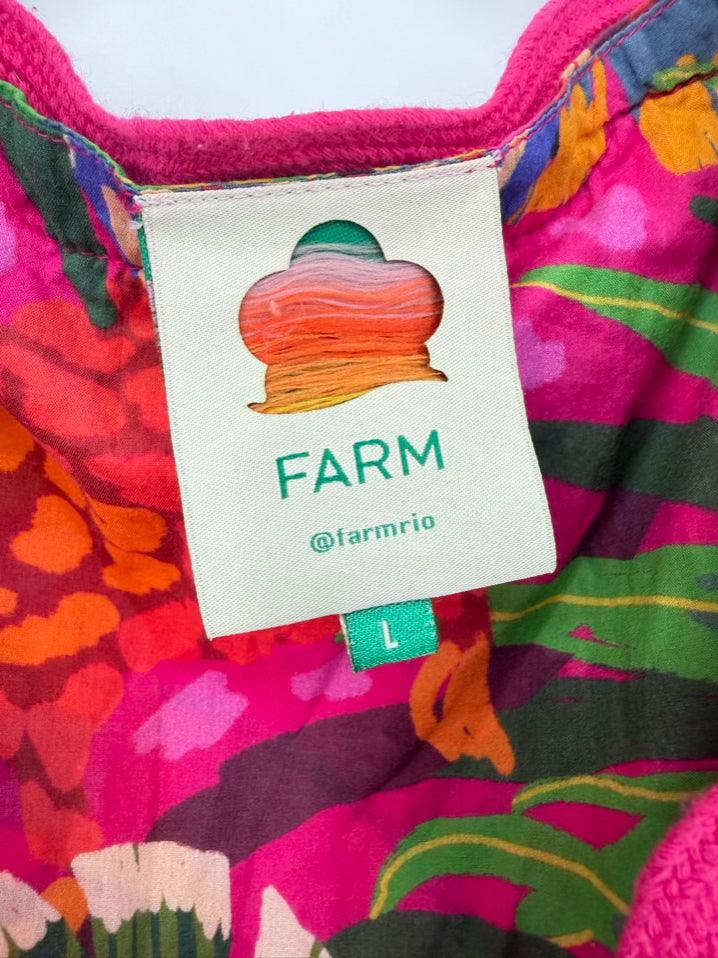 FARM RIO Size Wmn's L Magenta Tropical Sleeveless Wrap Maxi-Dress