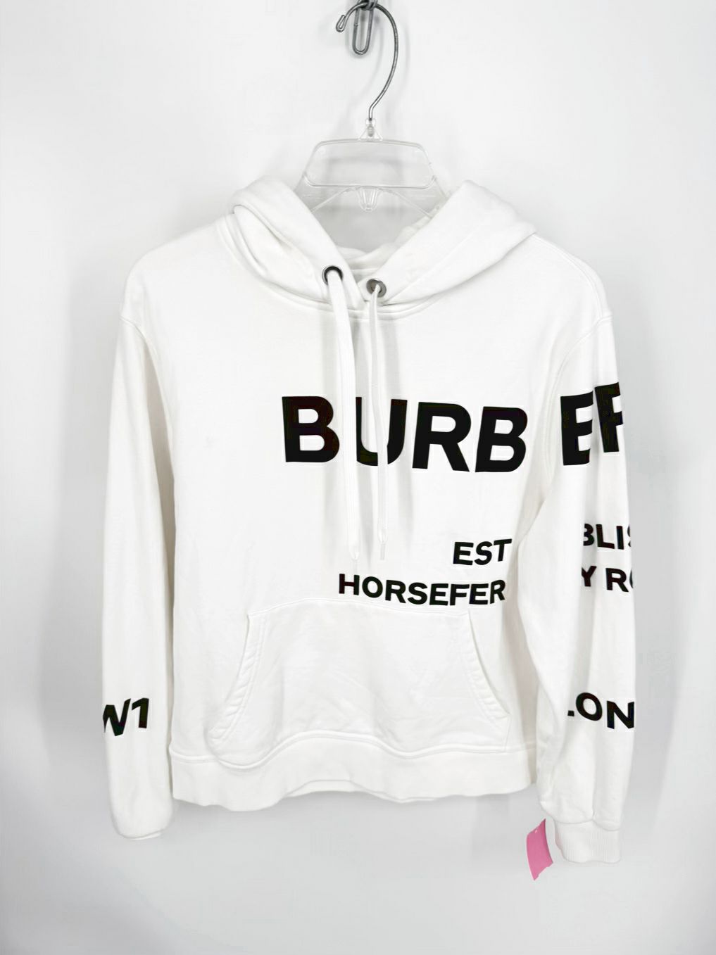 BURBERRY LONDON Horseferry Wmn's Size S White & Black Print Hoodie