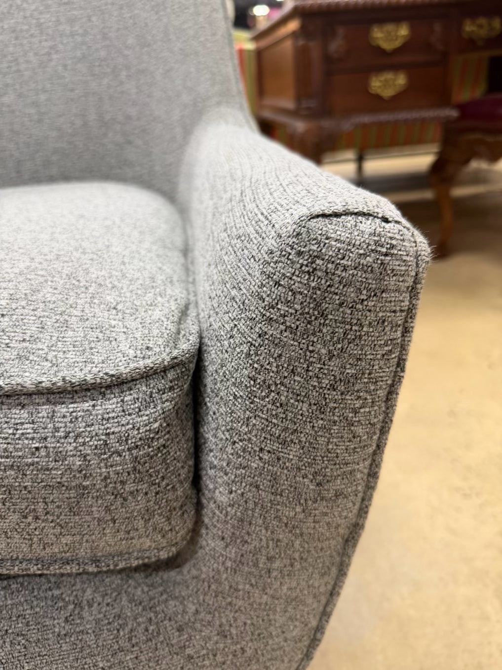 Gray Mid Century Look Chair & Ottoman Set
