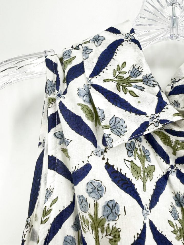 LIVRO Size Wmn's L Cream & Navy Sleeveless Floral Maxi-Dress