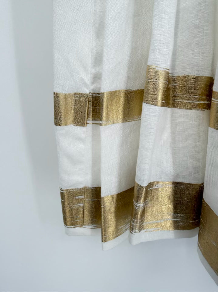 RALPH LAUREN BLACK LABEL Size 8 Cream & Gold Linen Skirt NWT