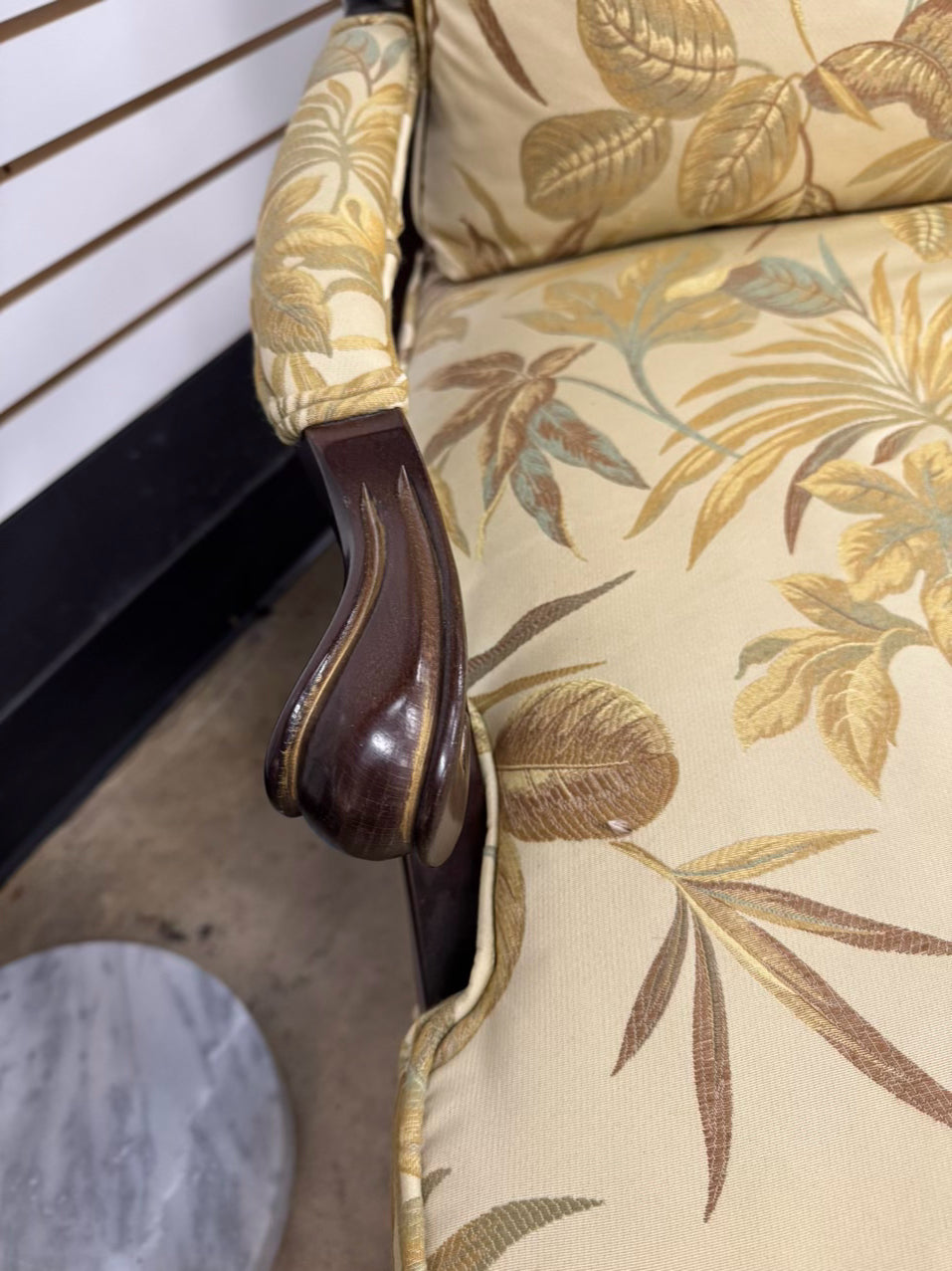 Cream & Gold Leaves Upholstered Louis XV Chair