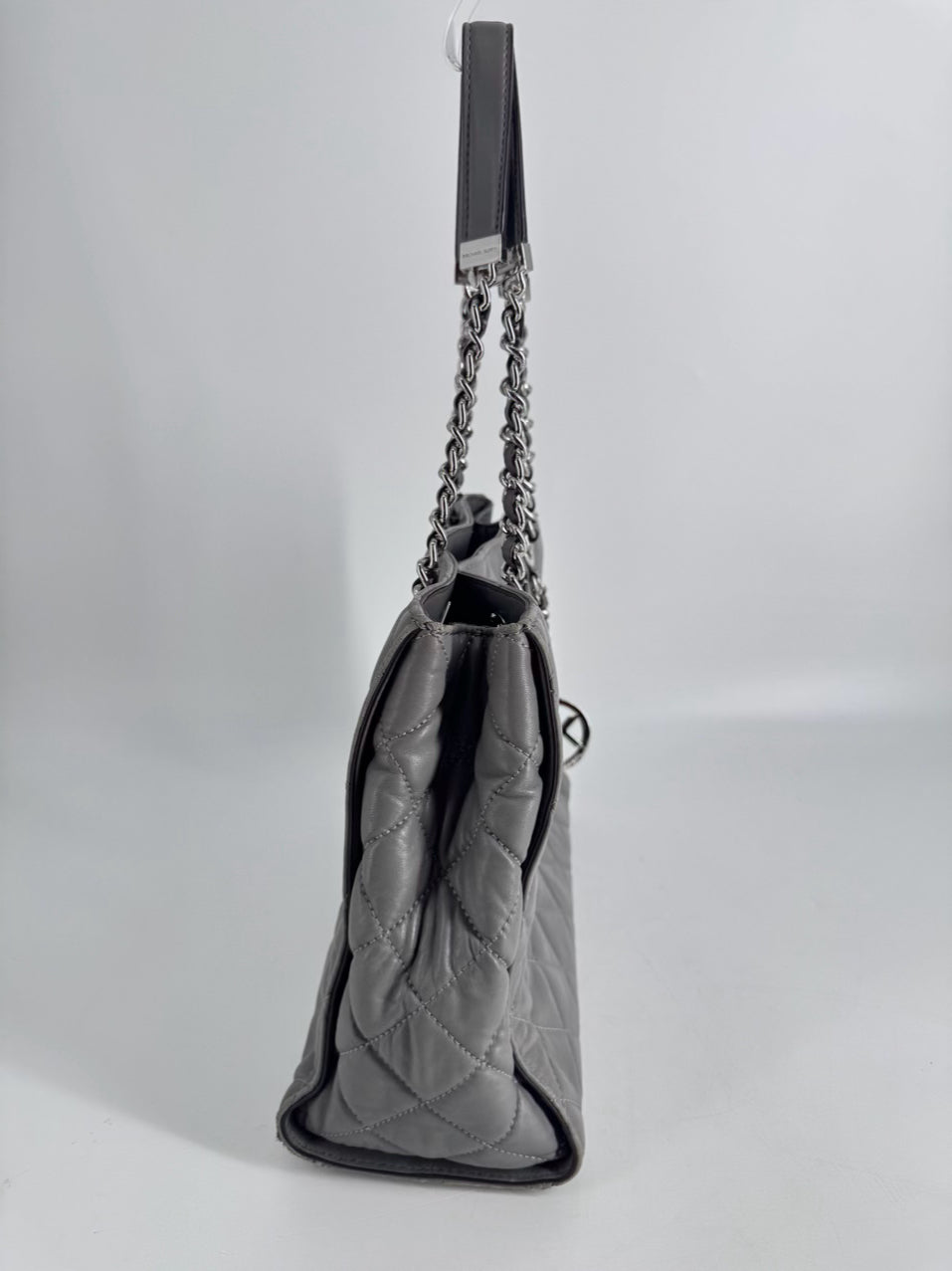 MICHAEL KORS Gray Quilted Leather Purse