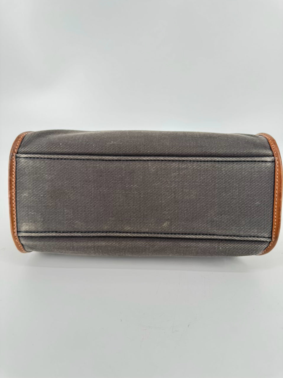 THE ORIGINAL GHURKA BAG Taupe & Brown Leather & Canvas Purse