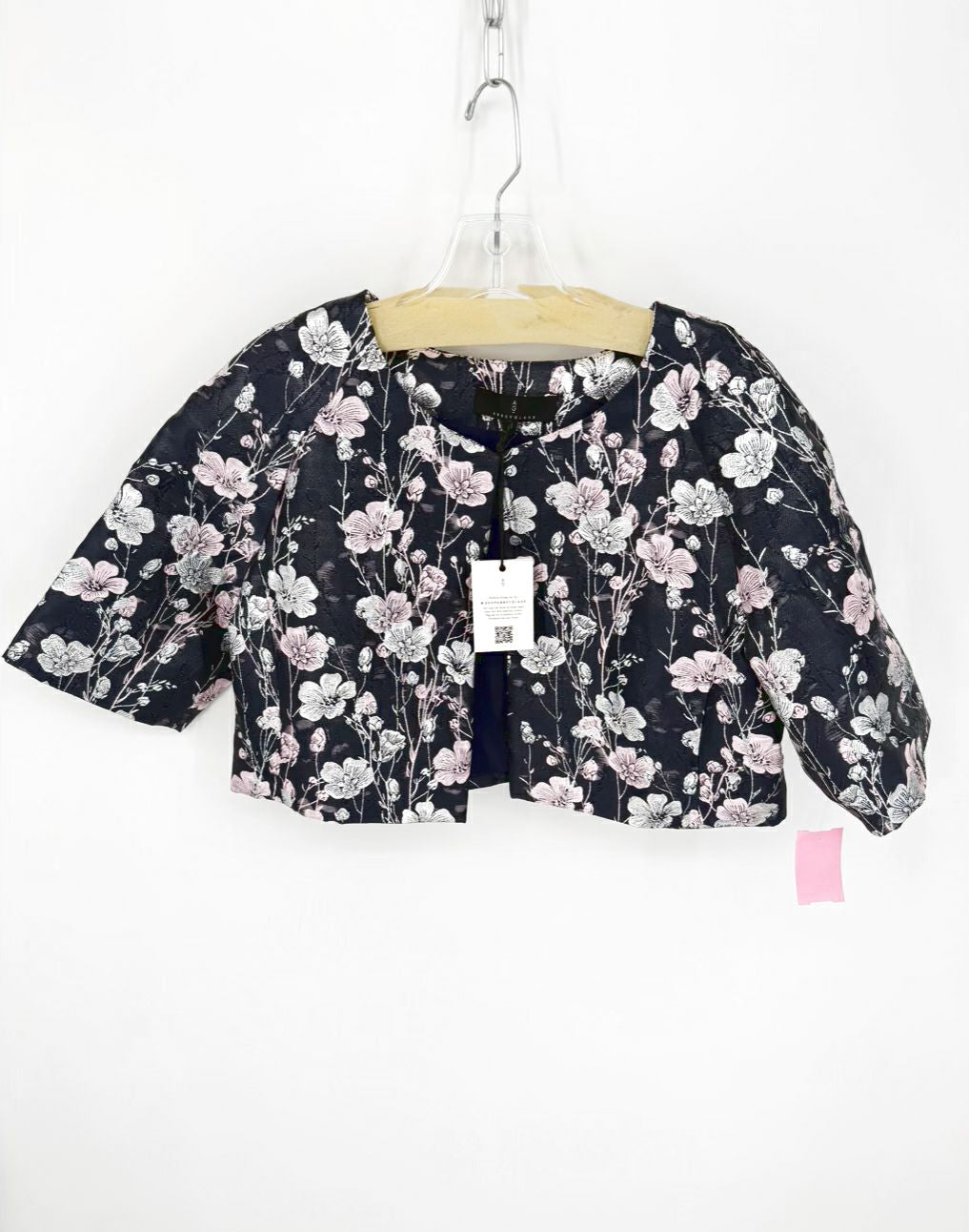 ABBEYGLASS Size M Navy Floral Shrug NWT