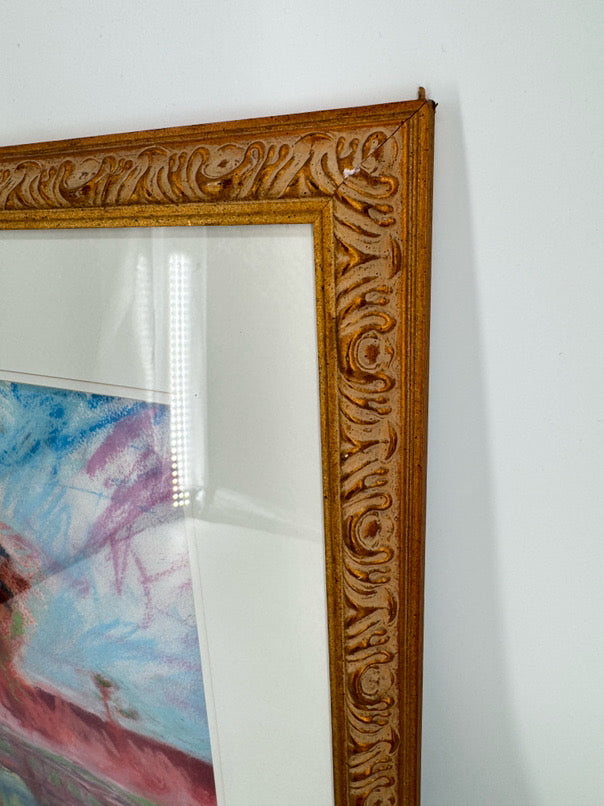 Abstract Landscape Painting in Gold Frame