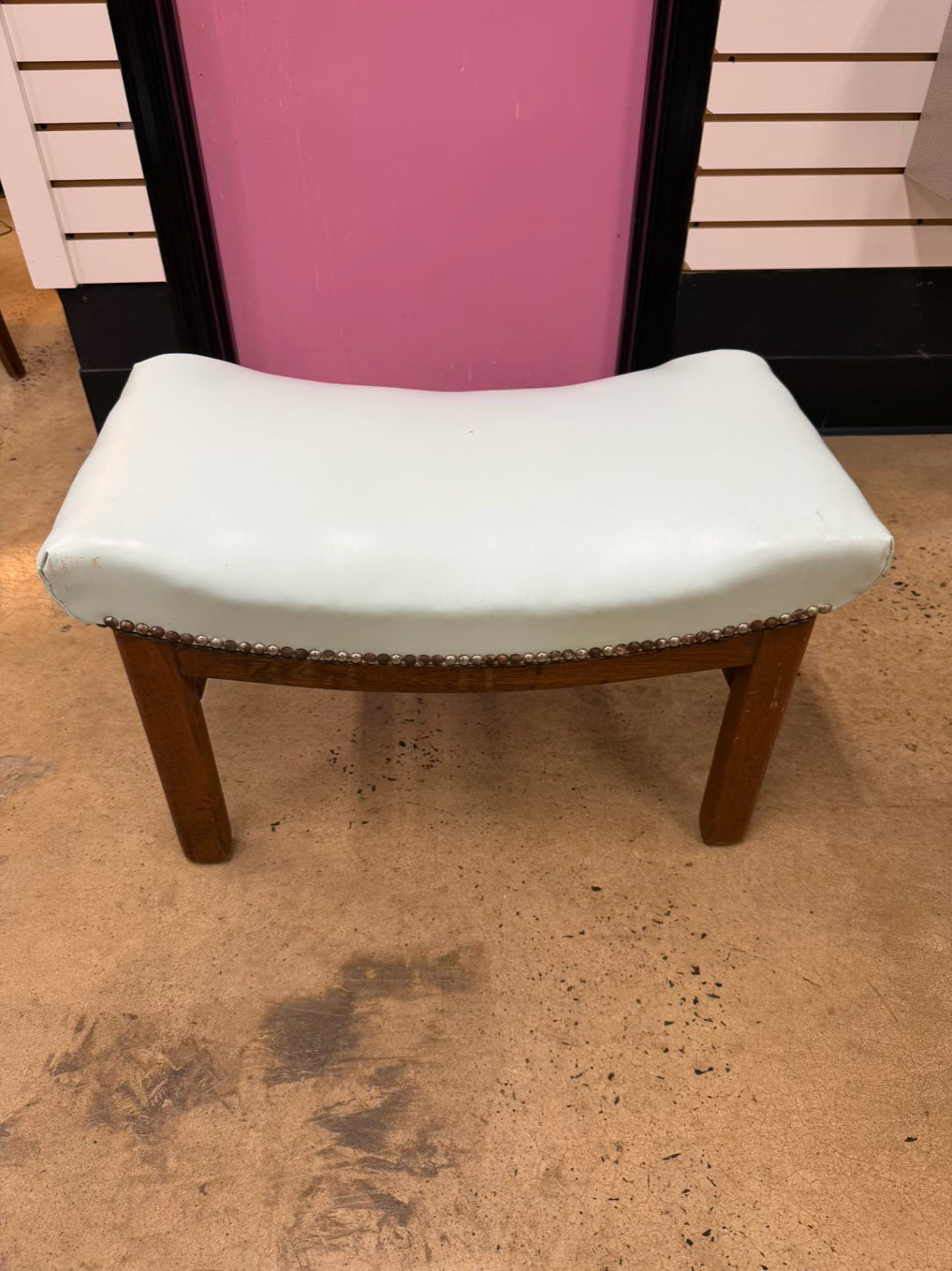 VINTAGE Wood & Leather Stool
