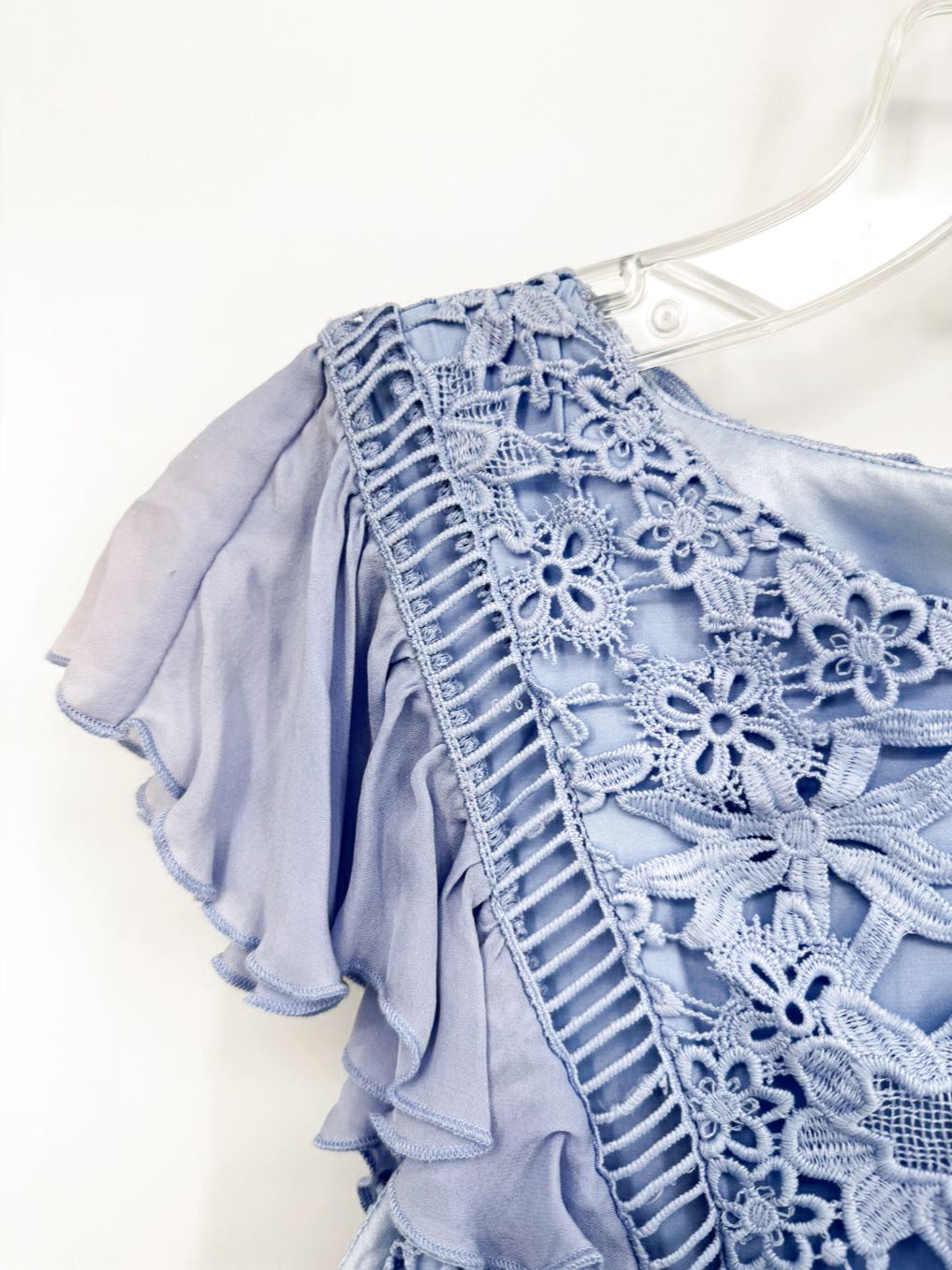 PARKER Size 8 Lilac Lace Ruffle Silk Dress NWT