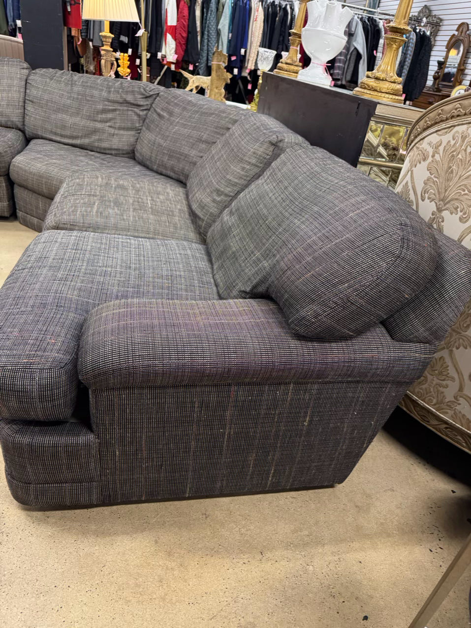 PRESTIGE Gray Tweed Sectional Sofa