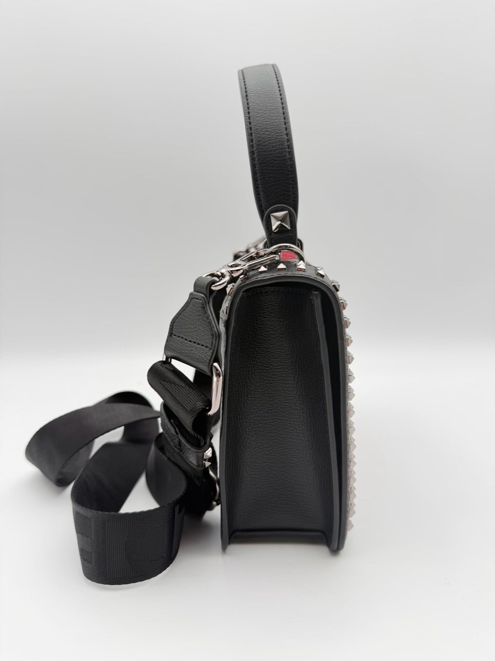 KARL LAGERFELD Simone Black & Red Leather Floral Flap Crossbody Purse