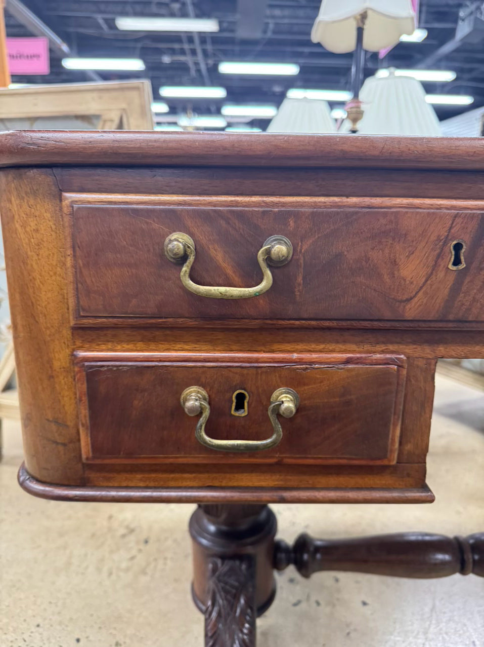 ANTIQUE Wood Lion Feet Desk