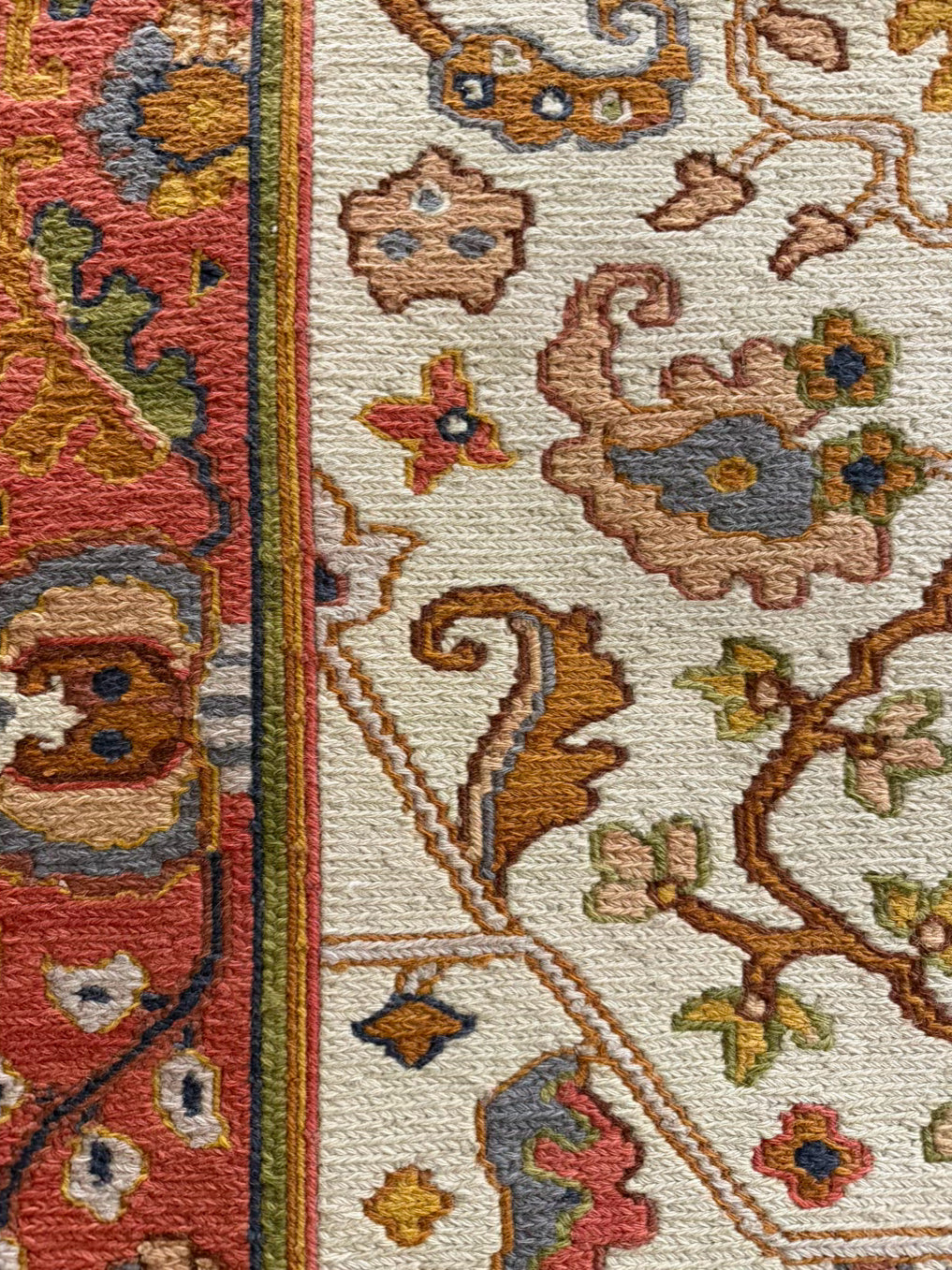 Soumak Rust, Cream, Blue & Green Area Rug