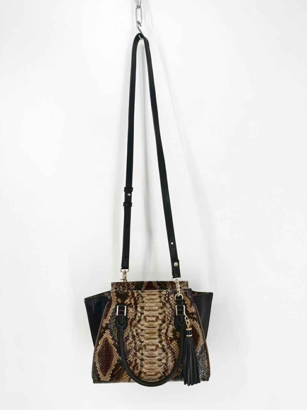BRAHMIN Black & Brown Leather Embossed Purse