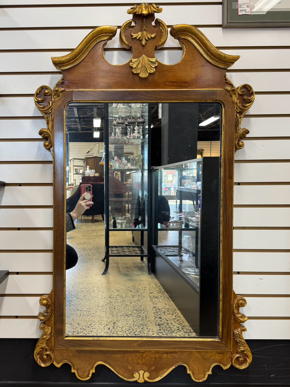 Wood w/ Gilt Accents Mirror