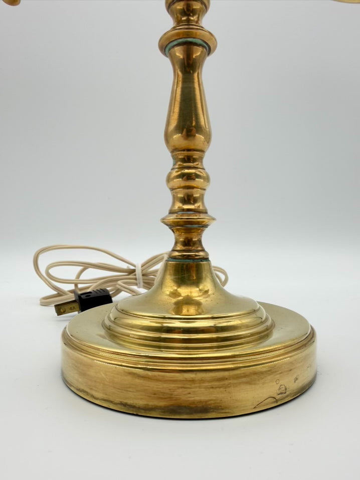 VINTAGE Brass Student Lamp w/ Frosted Glass Globe