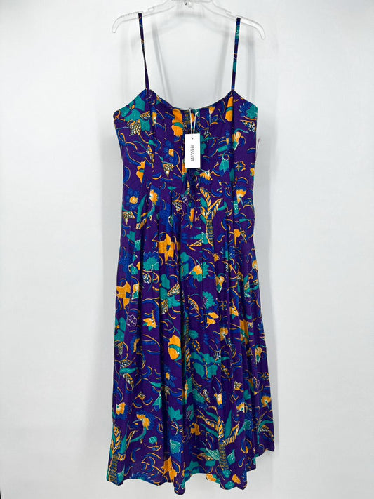 DEREK LAM 10 CROSBY Size 14 Purple & Yellow Flowers Sleeveless Dress NWT