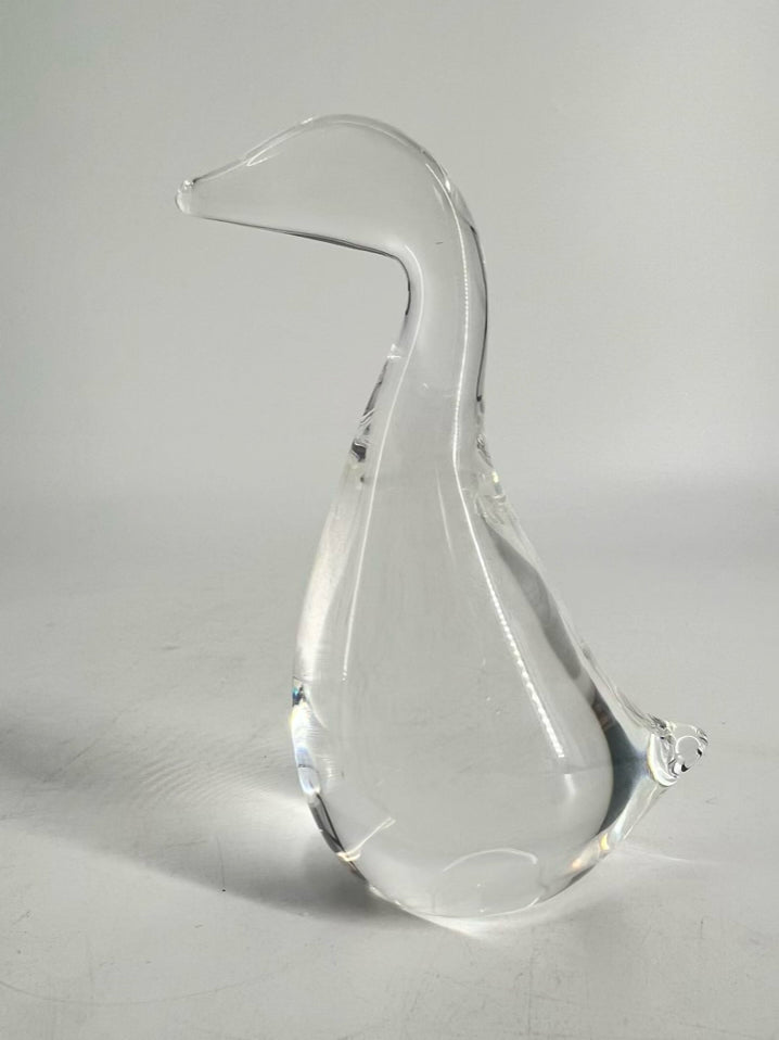 STUBEN Clear Crystal Preening Goose & Gander Figurines