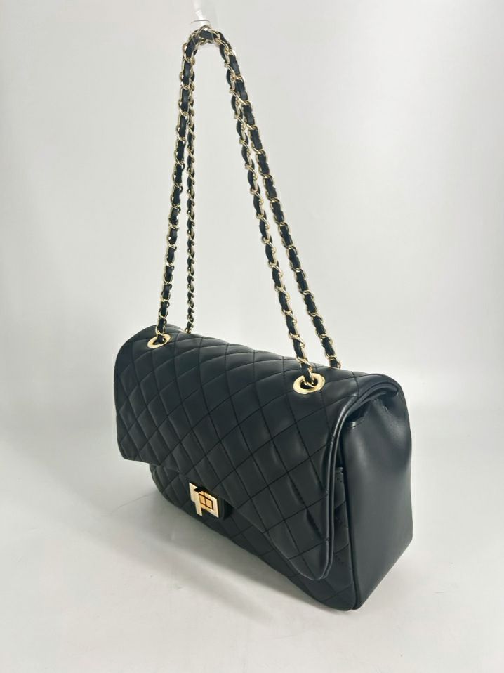 BORSE IN PELLE Black Leather Quilted Purse
