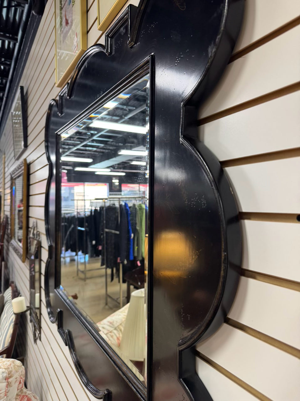 FURNITURELAND SOUTH Black Scalloped Edge Mirror