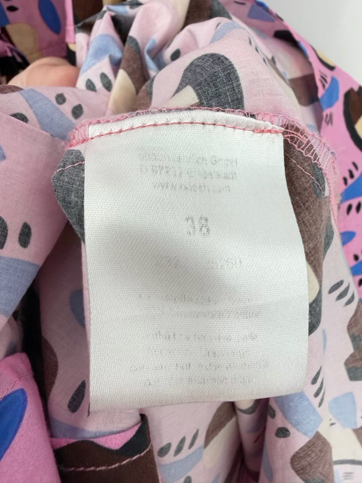 ODEEH Wmn's Size 38 Pink Belted Print Maxi-Dress