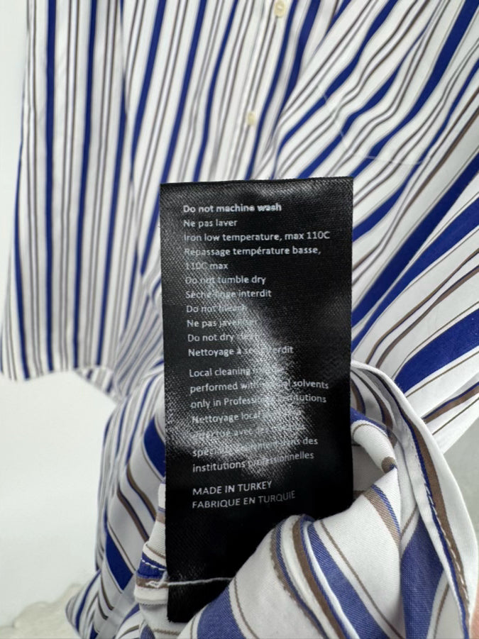 DICE KAYEK Size 44 Royal Blue Stripe Oversized Blouse