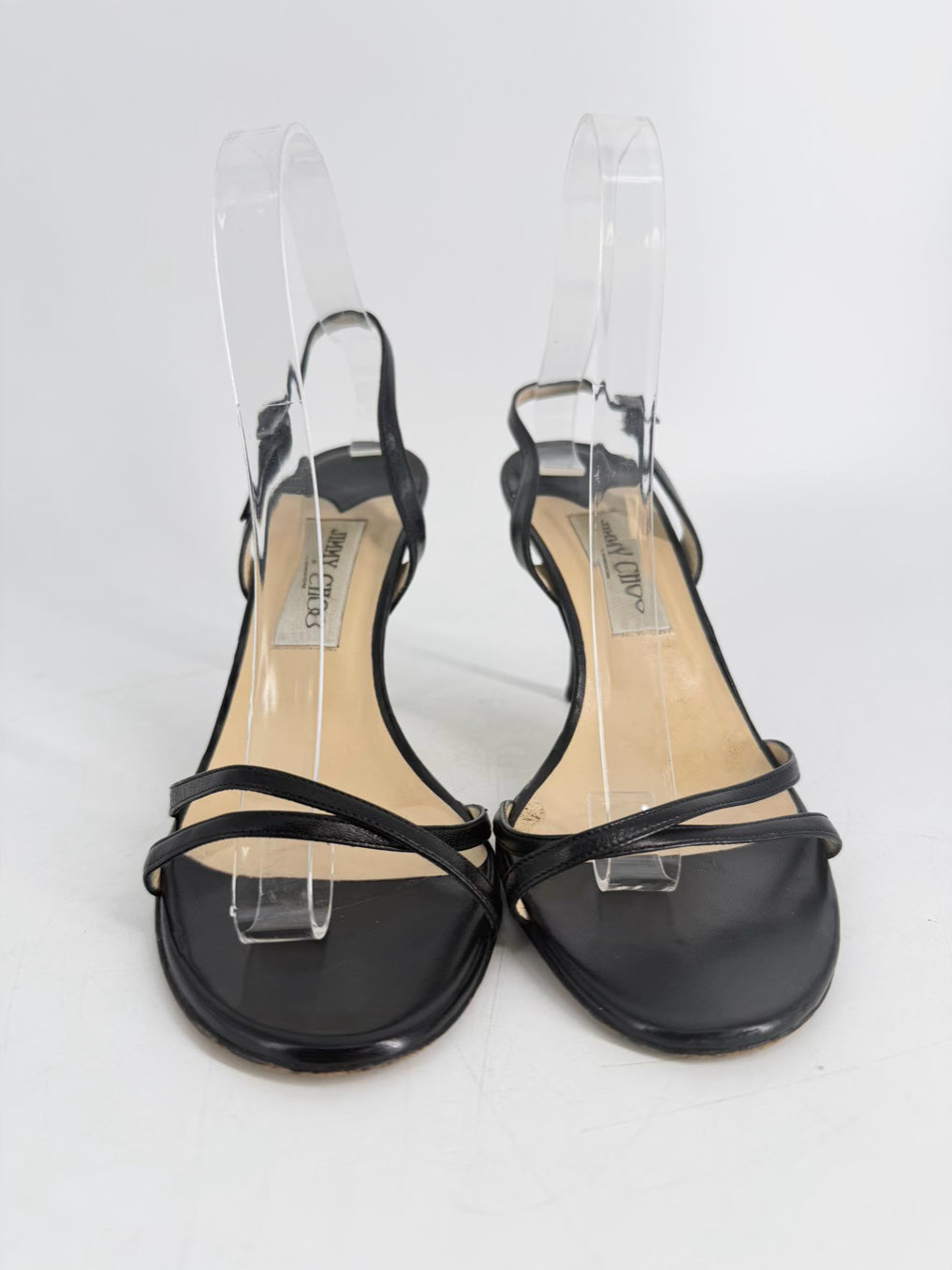 JIMMY CHOO Size 39 Black Leather Heels