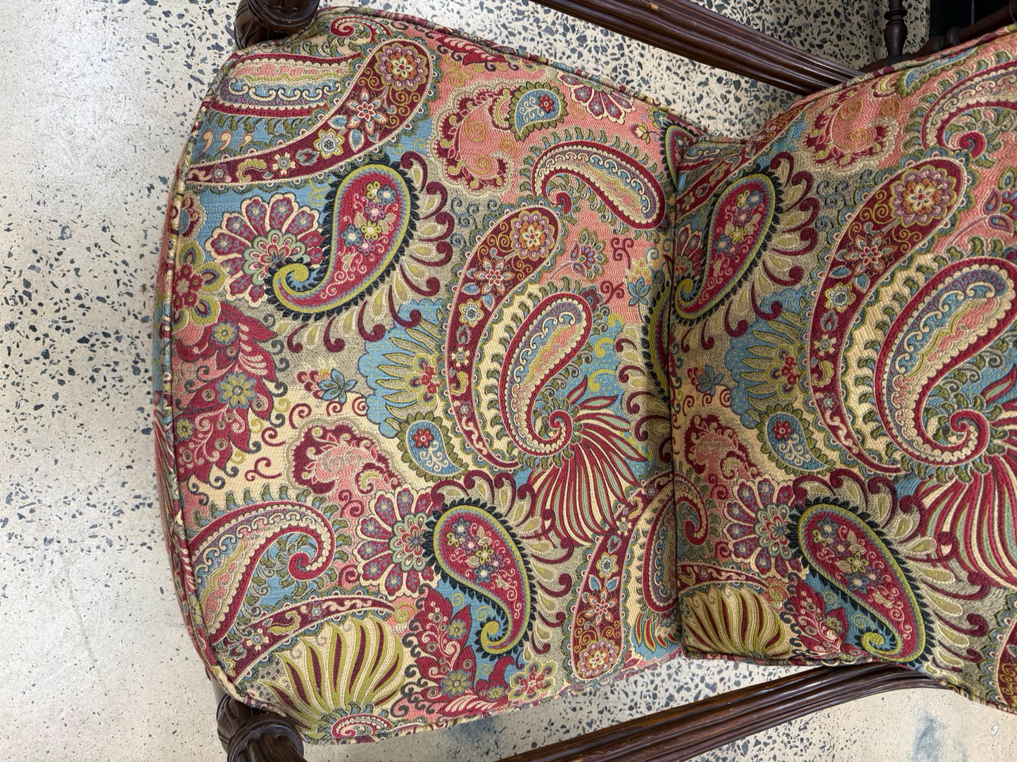 Wood Neo Classical Paisley Print Pair Of Chairs