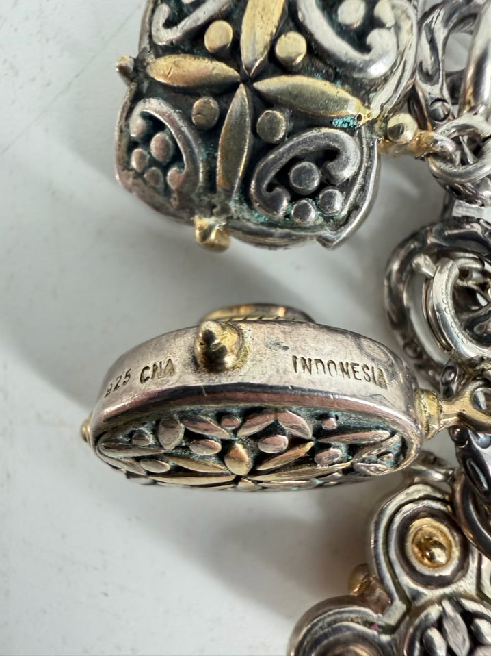 STERLING SILVER & Mixed Metal Cna Charm Bracelet