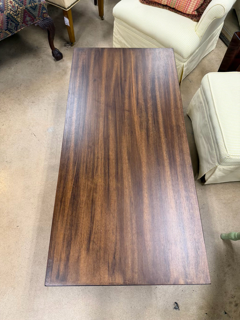 Dark Wood Mid Century Look Coffee Table w/ 2 Drawers