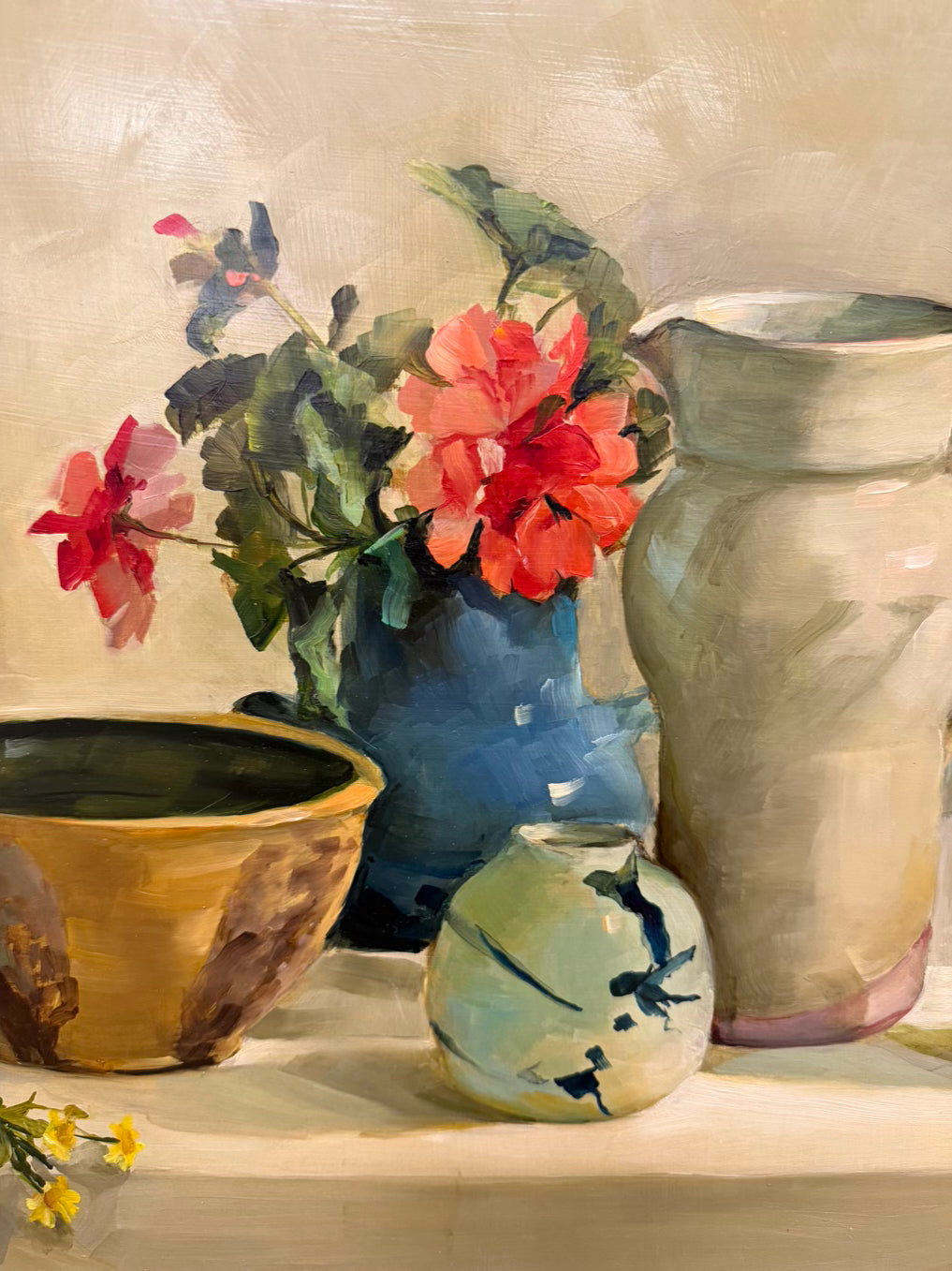 SIGNED DELLA ROBERTS Still Life Painting In Brown Frame