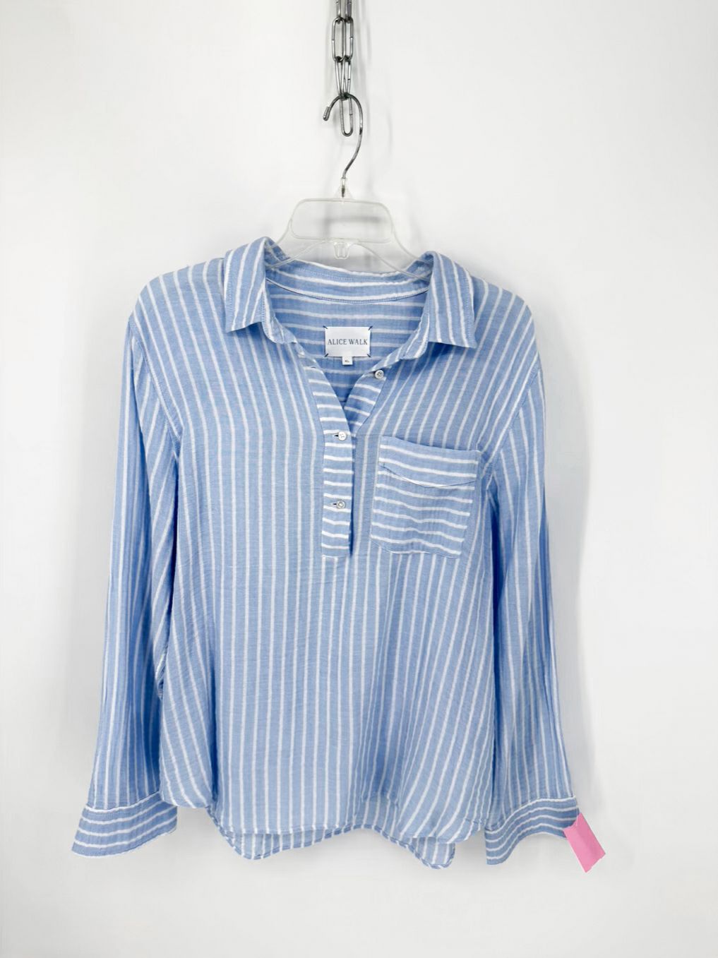 ALICE WALK Size XL Sky Blue Stripe Blouse