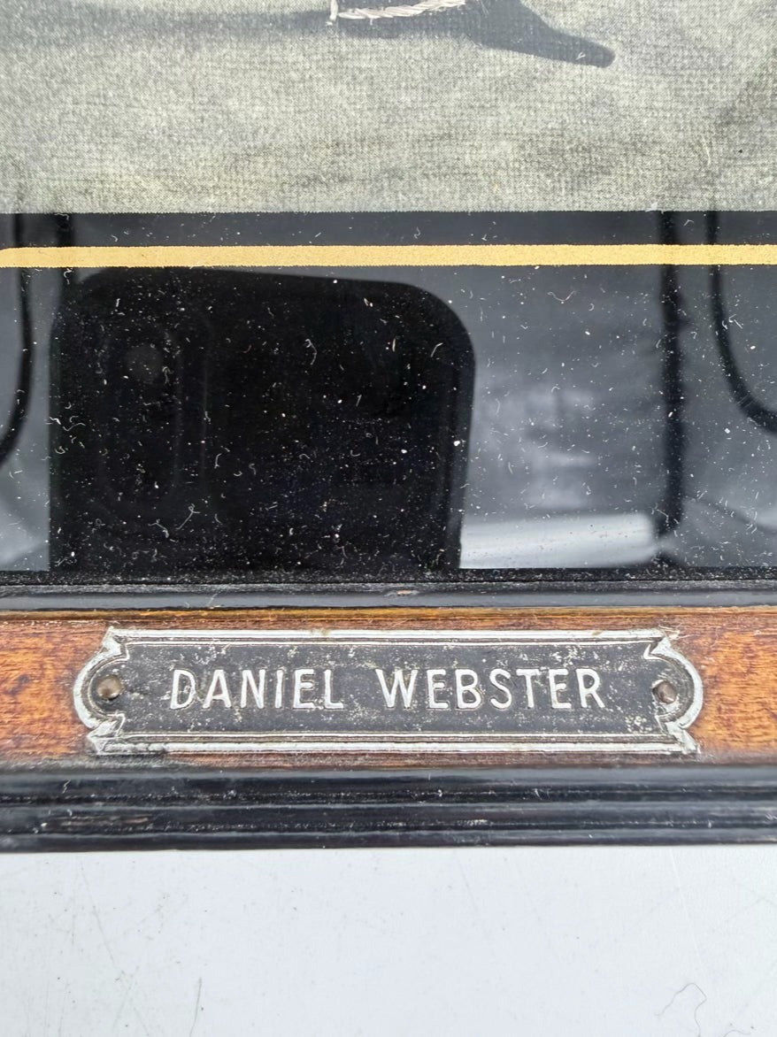 Daniel Webster Embroidered Art In Black & Brown Frame