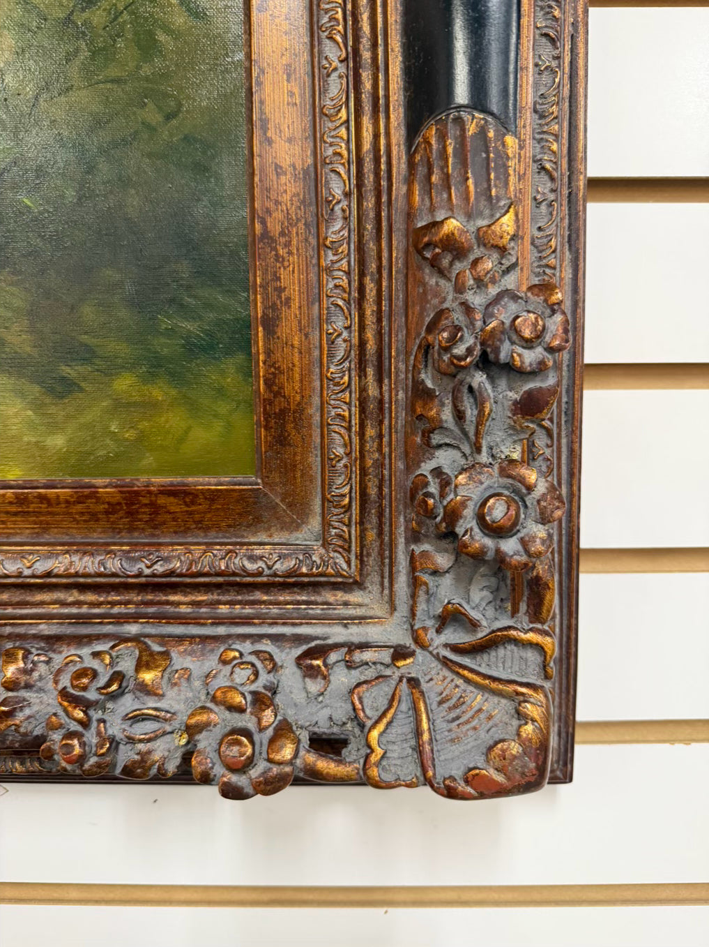 Girl With Jug Painting In Brown & Black Ornate Frame