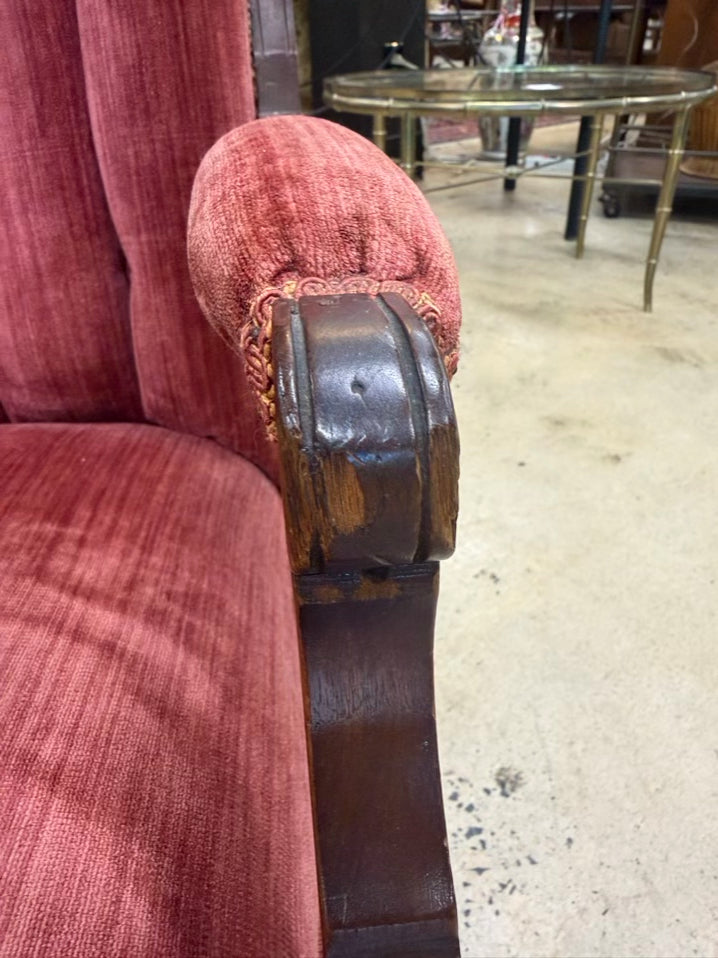 Victorian Wood Rose Velvet Rocking Chair