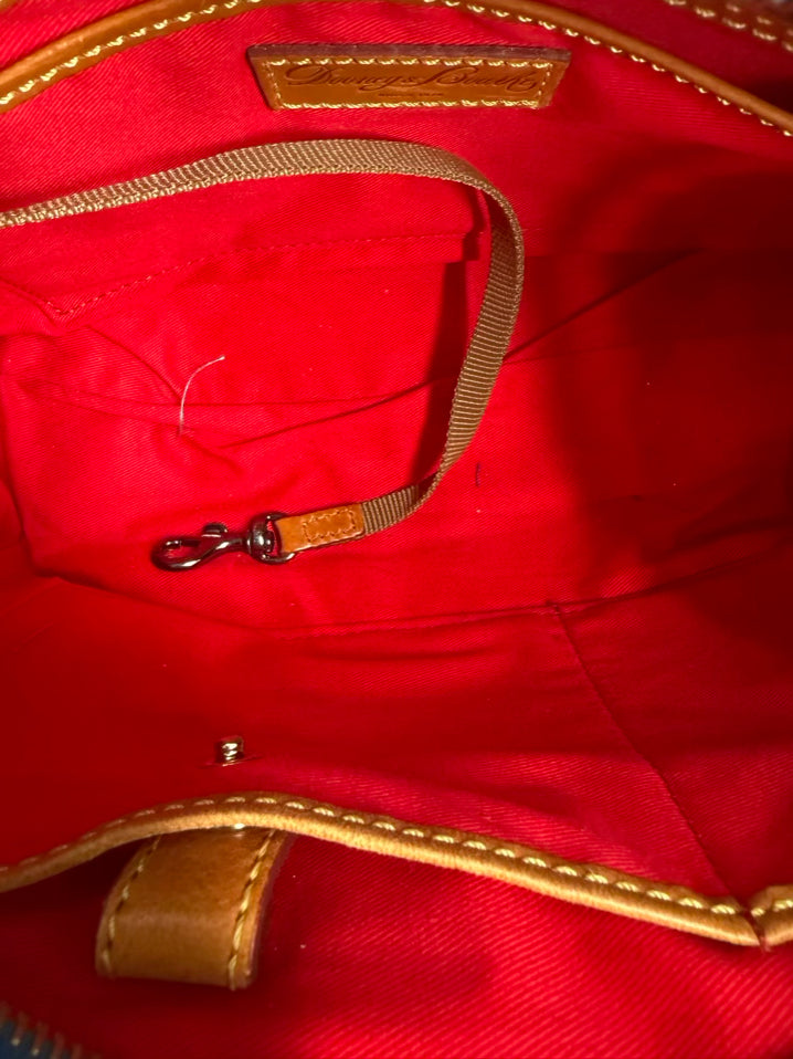 DOONEY & BOURKE Blue & Brown Ostrich Embossed Leather Pocket Satchel