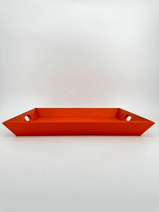 WILLIAMS SONOMA Orange Leather Tray